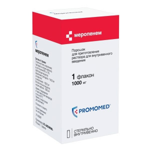 Купить: Меропенем 1000 мг 1 шт порошок для приготовления раствора для внутривенного введения флакон