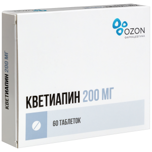 Купить: Кветиапин 200 мг 60 шт таблетки покрытые пленочной оболочкой