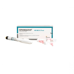 Купить: Примапур 33 мкг/0,75 мл 1 шт раствор для подкожного введения шприц-ручка + 7 шт иглы
