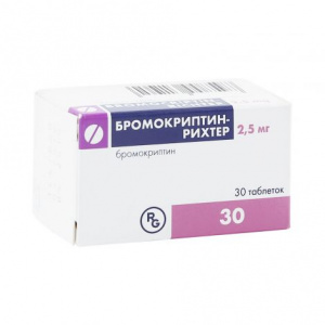 Купить: Бромокриптин-Рихтер 2,5 мг 30 шт таблетки
