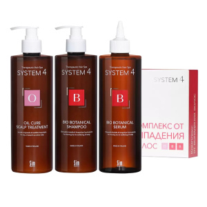 Купить: System 4 комплекс от выпадения волос (набор шампунь 500 мл + маска 500 мл + сыворотка 500 мл)
