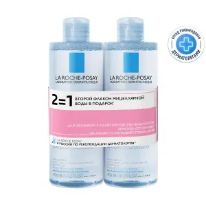 Купить La Roche-Posay Toleriane 400 мл 2 шт мицеллярная вода для чувствительной и склонной к аллергии кожи лица и глаз