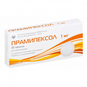 Купить: Прамипексол 1 мг 30 шт таблетки