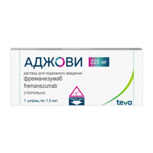 Купить: Аджови 225 мг / 1,5 мл шприц 1,5 мл 1 шт раствор для подкожного введения