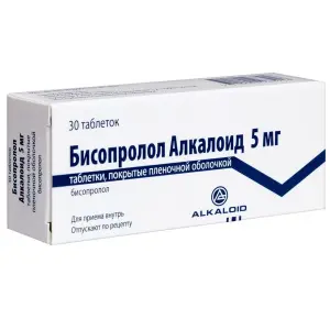 Купить Бисопролол Алкалоид 5 мг 30 шт таблетки покрытые пленочной оболочкой 