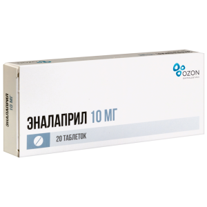 Купить: Эналаприл 10 мг 20 шт таблетки