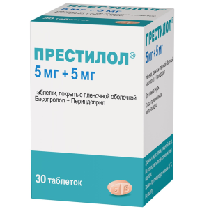 Купить: Престилол 5 мг + 5 мг 30 шт таблетки покрытые пленочной оболочкой