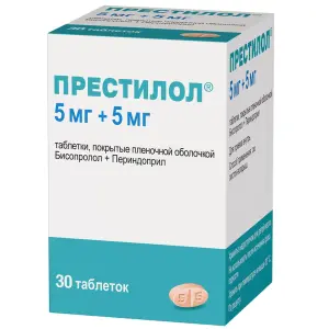 Купить Престилол 5 мг + 5 мг 30 шт таблетки покрытые пленочной оболочкой