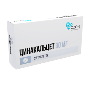 Купить: Цинакальцет 30 мг 28 шт таблетки покрытые пленочной оболочкой