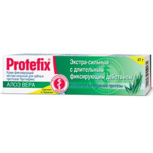 Купить: Protefix 40 мл крем фиксирующий для зубных протезов экстра-сильный алоэ вера
