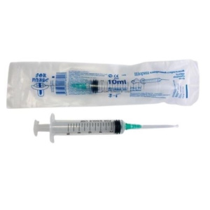 Купить: Шприц 10 мл 10 шт одноразовый трехдетальный стерильный c иглой 21G (0,8 мм х 38 мм)