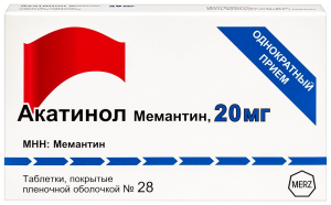 Купить: Акатинол Мемантин 20 мг 28 шт таблетки покрытые пленочной оболочкой