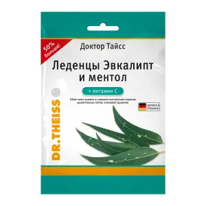 Купить Доктор Тайсс 75 г леденцы от кашля пакет витамин С эвкалипт и ментол