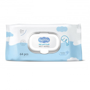 Купить: Bebble 64 шт салфетки влажные детские с экстрактом лаванды с клипом-крышкой