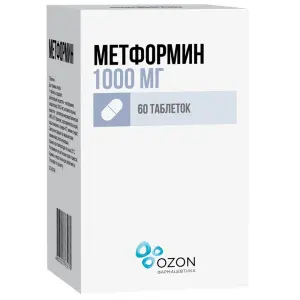 Купить Метформин 1000 мг 60 шт таблетки