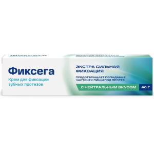 Купить: Фиксега 40 г крем для фиксации зубных протезов экстрасильная фиксация с нейтральным вкусом