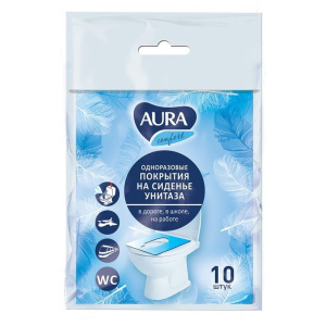 Купить: Aura 10 шт покрытия на сиденье унитаза одноразовые