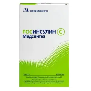 Купить  Росинсулин С 100 МЕ/мл 3 мл 5 шт суспензия для подкожного введения картридж в шприц-ручке