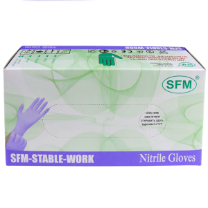 Купить: SFM перчатки нитриловые 100 шт (50 пар) смотровые нестерильные неопудренные фиолетово-голубые р. M
