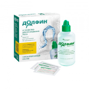 Купить: Долфин 240 мл 1 шт устройство для промывания носа + минерально-растительное средство 2 г 30 шт пакеты при аллергии