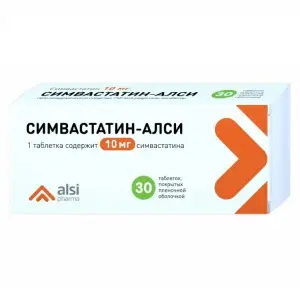 Купить Симвастатин 10 мг 30 шт таблетки покрытые пленочной оболочкой