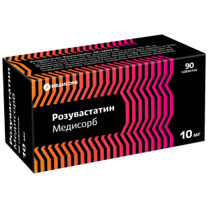Купить: Розувастатин Медисорб 10 мг 90 шт таблетки покрытые пленочной оболочкой