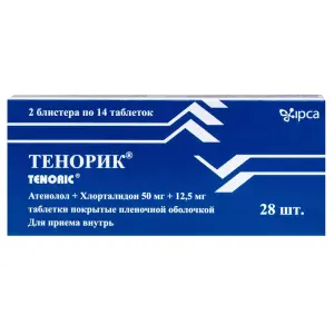 Купить Тенорик 50 мг + 12,5 мг 28 шт таблетки покрытые пленочной оболочкой