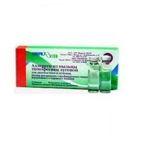 Купить: Аллерген из пыльцы тимофеевки луговой для диагностики и лечения раствор для внутрикожного и подкожного введения накожного скарификационного нанесения и проведения прик-теста