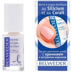Купить: Belweder 8 мл лак для ногтей укрепляющий с кремнием и экстрактом коралла