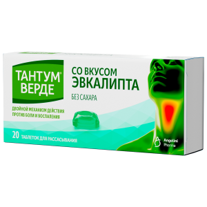 Купить: Тантум Верде 20 шт таблетки для рассасывания эвкалипт