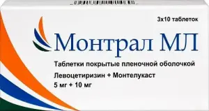 Купить Монтрал МЛ 5 мг + 10 мг 30 шт таблетки покрытые пленочной оболочкой