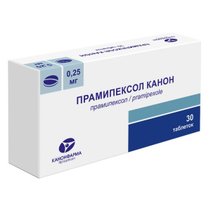 Купить: Прамипексол Канон 0,25 мг 30 шт таблетки