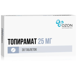 Купить: Топирамат 25 мг 30 шт таблетки покрытые пленочной оболочкой