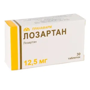 Купить Лозартан 12,5 мг 30 шт таблетки покрытые пленочной оболочкой