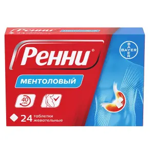 Купить Ренни 24 шт жевательные таблетки ментол