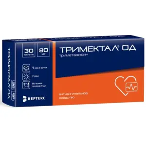 Купить Тримектал ОД 80 мг 30 шт таблетки с пролонгированным высвобождением покрытые пленочной оболочкой