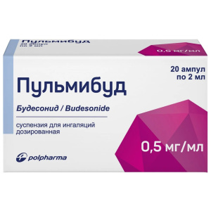 Купить: Пульмибуд 0,5 мг/мл 2 мл 20 шт суспензия для ингаляций