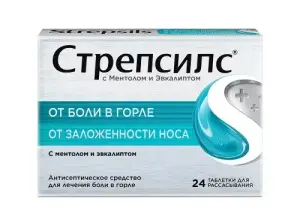 Купить Стрепсилс 24 шт таблетки для рассасывания ментол-эвкалипт