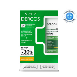 Купить: Vichy Dercos набор для сухих волос шампунь 200 мл + рефиллер 500 мл