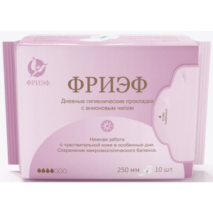 Купить: Фриэф 250 мм 10 шт прокладки дневные гигиенические с анионовым чипом