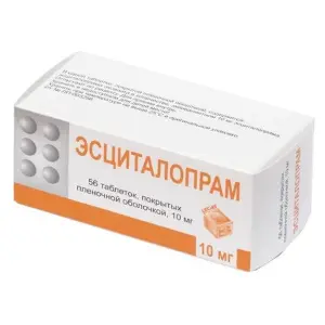 Купить Эсциталопрам 10 мг 56 шт таблетки покрытые пленочной оболочкой