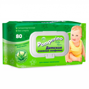 Купить: Pamperino 80 шт салфетки влажные без отдушки детские с клапаном
