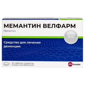 Купить: Мемантин Велфарм 10 мг 30 шт таблетки покрытые пленочной оболочкой