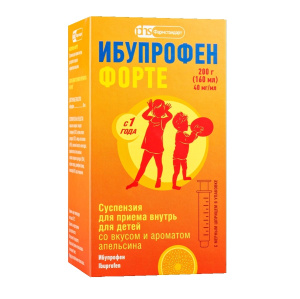 Купить: Ибупрофен Форте 40 мг/мл 160 мл суспензия для приема внутрь для детей апельсин