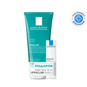 Купить: La Roche-Posay Effaclar набор 200 мл гель микроотшелушивающий + 15 мл крем-гель Duo+ для жирной и проблемной кожи