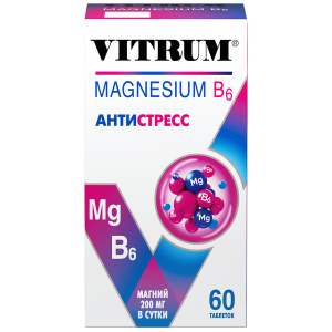 Купить: Витрум Магний В6 Антистресс 60 шт таблетки покрытые оболочкой