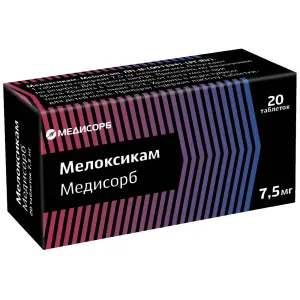 Купить Мелоксикам Медисорб 7,5 мг 20 шт таблетки