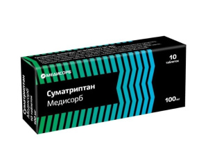 Купить: Суматриптан Медисорб 100 мг 10 шт таблетки покрытые пленочной оболочкой