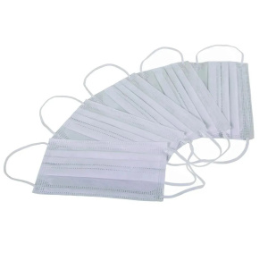 Купить: Маска медицинская 3-слойная белая на резинках 50 шт