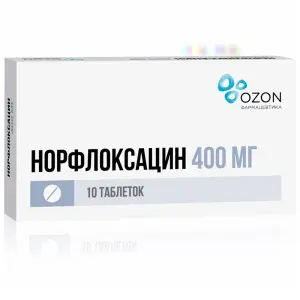 Купить Норфлоксацин 400 мг 10 шт таблетки покрытые пленочной оболочкой